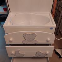 Fasciatoio  cassettiera con vaschetta  primo bagno