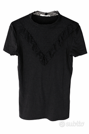 Maglia nera con pizzo donna L