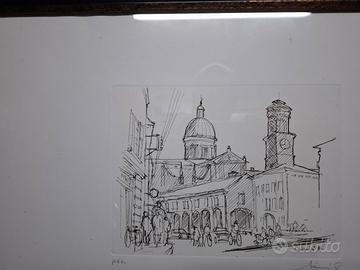 INCISIONE Salamini D. "PIAZZA PICCOLA"  Reggio E.