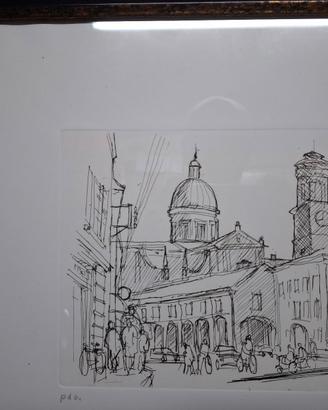 INCISIONE Salamini D. "PIAZZA PICCOLA"  Reggio E.
