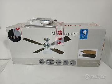 Ventilatore da Soffitto in Acciaio 4 Pale Marrone