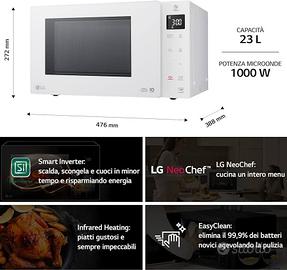 Microonde LG con Grill - 23L, 1000 W,  Bianco