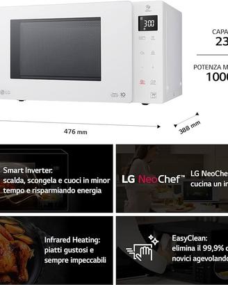 Microonde LG con Grill - 23L, 1000 W,  Bianco