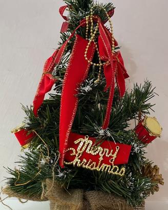 Alberello Natale da tavolo decorato base iuta