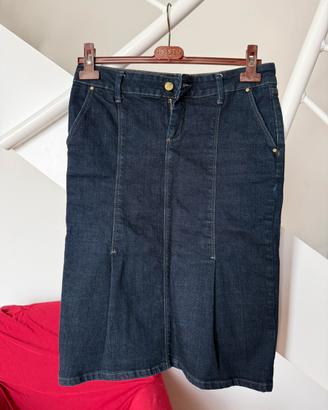 Gonna in denim blu scuro – taglio dritto