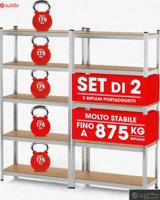 Set di 2 scaffali per carichi pesanti, 180x90x40cm