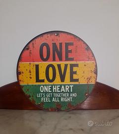 Targhetta in Metallo Vintage "One Love" 