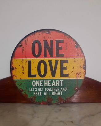 Targhetta in Metallo Vintage "One Love" 