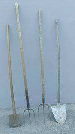 un badili un vanghetto e 2 forche,