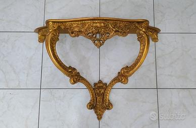 CONSOLLE IN LEGNO FINITURA FOGLIA ORO ANTICATO