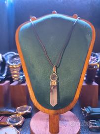 Collana Pendente Ametista Naturale Cristallo 58cm