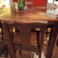 Tavolo da Cucina + 4 Sgabelli legno massiccio 