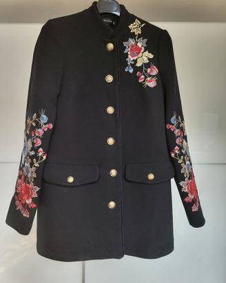 Caban Zara nero con ricami XS