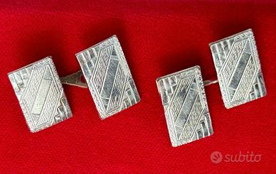 Coppia Gemelli da polso vintage metallo lavorato