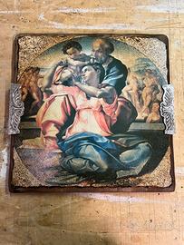 Quadro Sacra Famiglia di Michelangelo su legno
