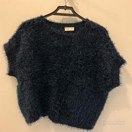 Maglione peloso blu scuro