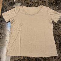 Maglia beige viscosa elastan decorazioni scollo