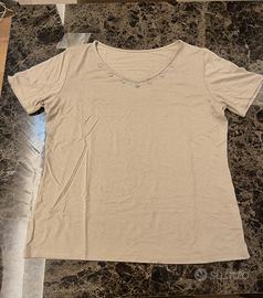 Maglia beige viscosa elastan decorazioni scollo