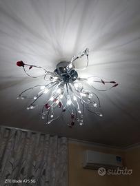 lampadario moderno design cristalli effetto medusa