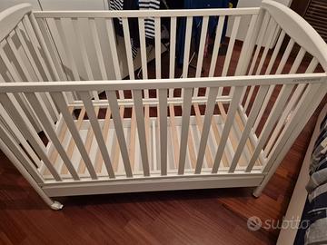 Lettino Chicco Legno Bianco + Materasso Ortopedico