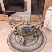 Tavolini da sala in cristallo e ferro battuto arti