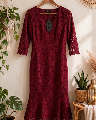 Abito elegante pizzo manica 3/4  S