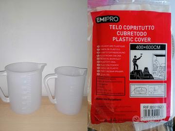  telo Copritutto 4x6m, 2 Caraffe Graduate 1L e 2L