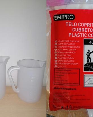  telo Copritutto 4x6m, 2 Caraffe Graduate 1L e 2L