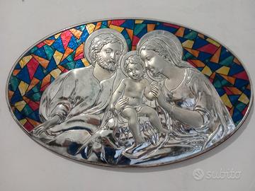 Quadro in "LAMINA 925" argento "SACRA FAMIGLIA"