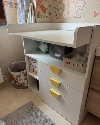 Fasciatoio, bianco bianco/con 3 cassetti e manigli
