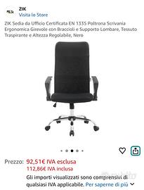 11 Sedie poltrone da ufficio zik prezzo trattabile