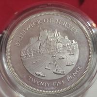 Moneta d'argento 25 pence Bailiwick of jersey