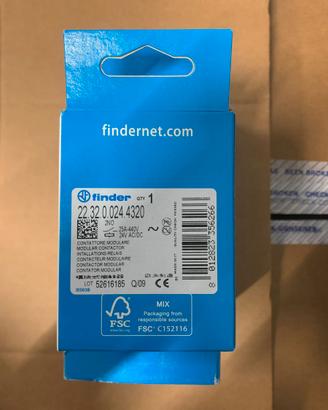 Contattore Finder, serie 22, 2 poli, 2NO, 25 A