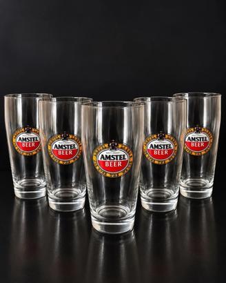 Set 5 bicchieri Amstel Beer 50 cl in vetro