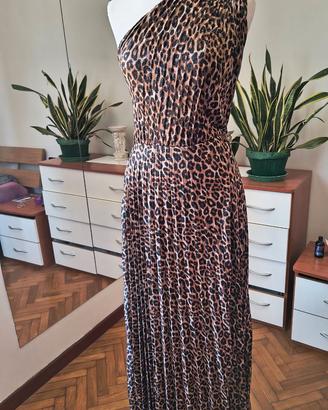 Abito Vestito Leopardato monospalla Tg S