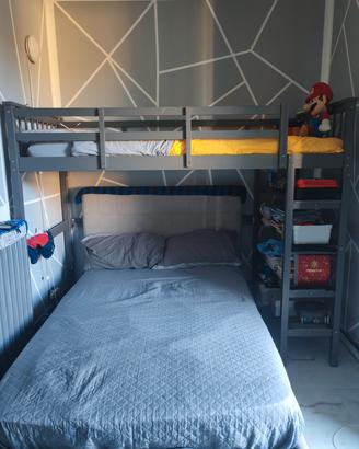 letto a soppalco singolo +letto a 1 piazza e 