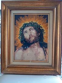 Quadro Gesù , ricamato a punto croce

