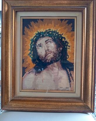Quadro Gesù , ricamato a punto croce

