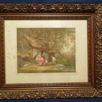 Stampa a colori di alfred bell con antica cornice