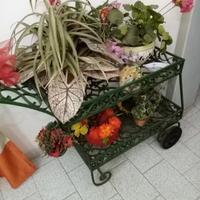 carrello porta piante in ferro battuto vintage 
