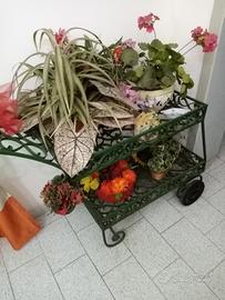 carrello porta piante in ferro battuto vintage 