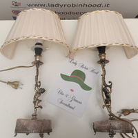 LAMPADE-ABAT JOUR COPPIA in argento e quarzo rosa