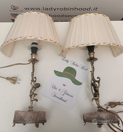 LAMPADE-ABAT JOUR COPPIA in argento e quarzo rosa