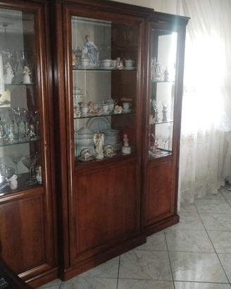  vetrina e radio antica più porta bottiglie 