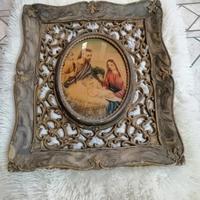 Antico capoletto Sacra Famiglia con cornice gesso.