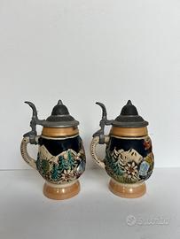 BOCCALI DA BIRRA CERAMICA E PELTRO 1993