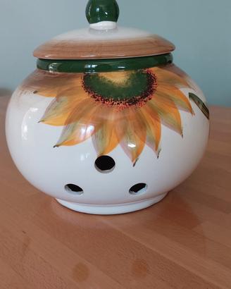 Vaso decorato porta aglio e cipolle 