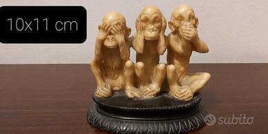 Scultura in resina vintage delle tre scimmie sagge