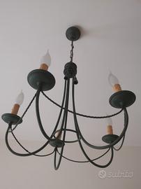 completo ferro battuto lampadario con lumi