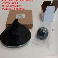 Pomello+cuffia+ghiera cromo cambio fiat 500